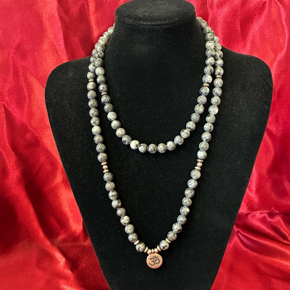 Labradorite Gemstone Necklace With Om Charm